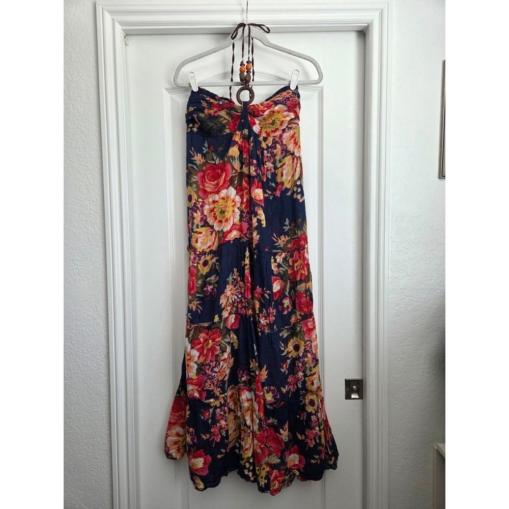 Floral Maxi Dress Handmade Halter Sundress Bohemian Summer Dress Sz‎ S/M